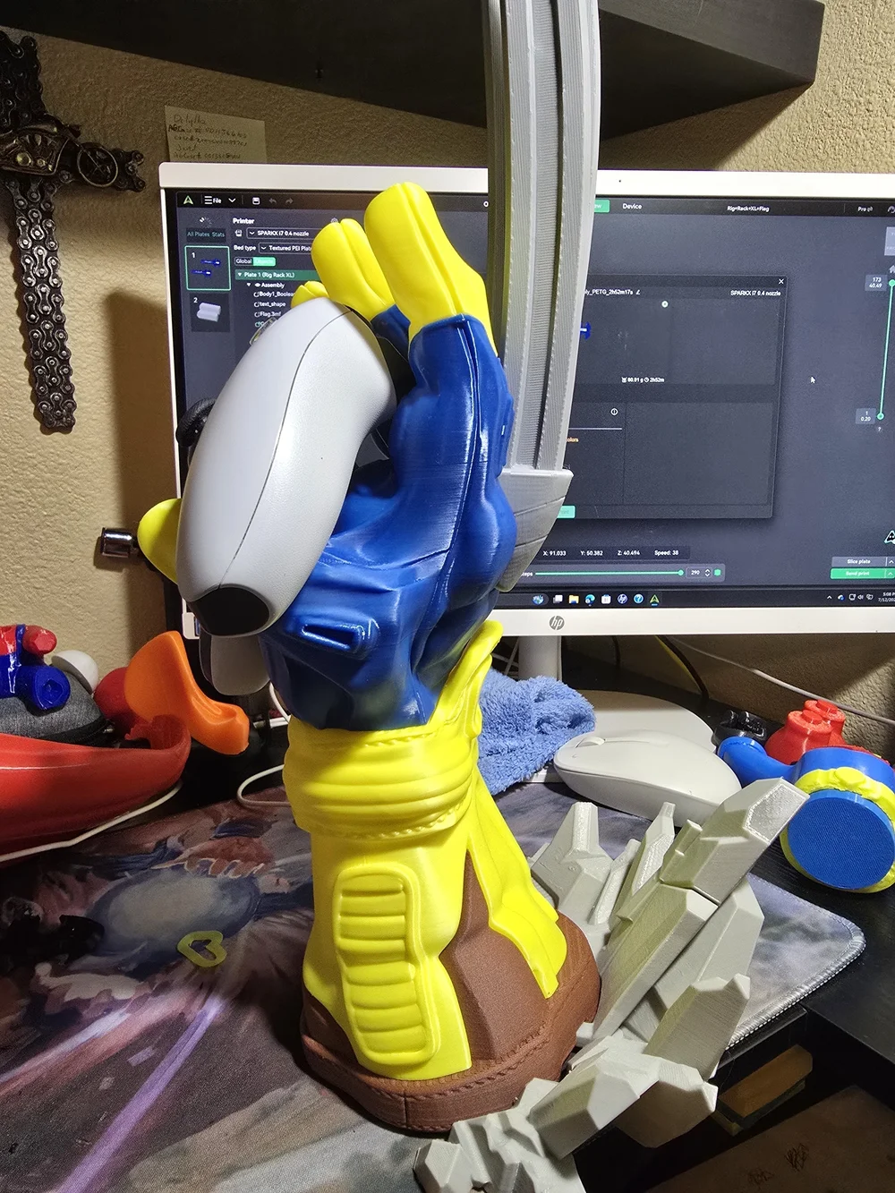 Yellow Wolverine Hand Controller Holder with Sony Controller